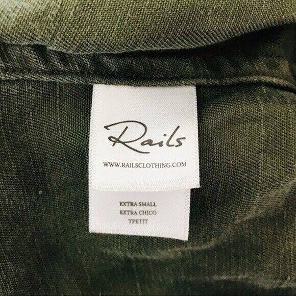 Rails Collins Jacket Linen Green Moto Utility Leopard Print Anthropologie , XS - Picture 6 of 7